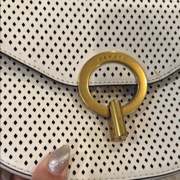Sandro Chic Cream/White Perforated Crossbody Bag - Picture 3 of 14